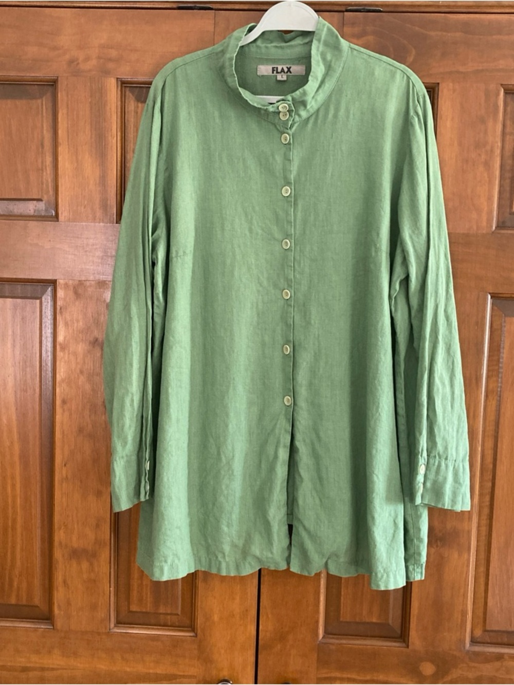 Flax Green Linen button up shirt tunic top women’s large